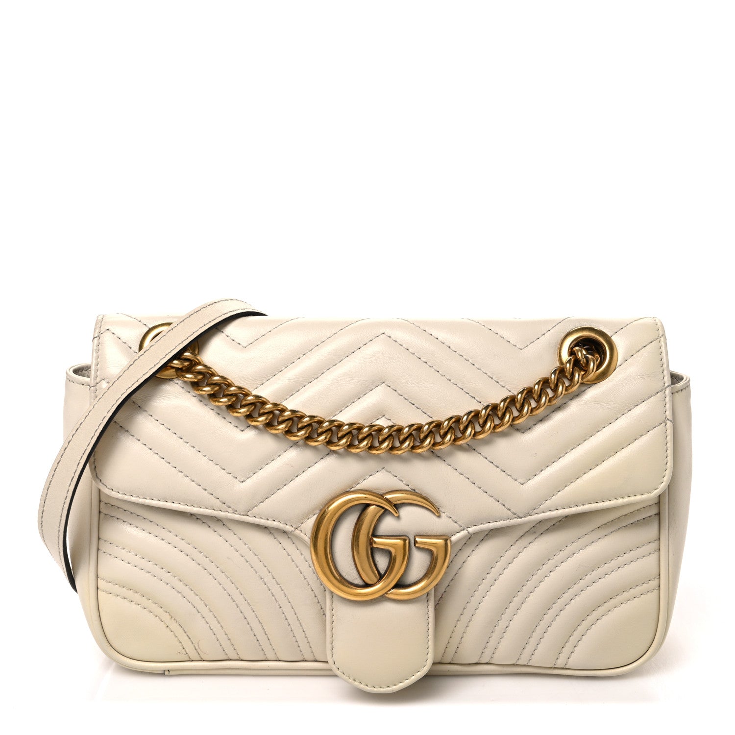 Gucci Calfskin Matelasse Small GG Marmont Shoulder Bag White 1 of 10
