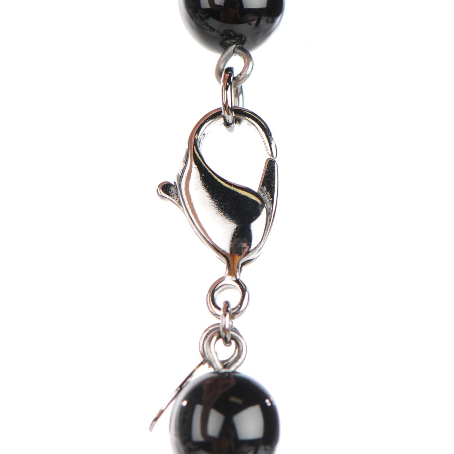 Ruthenium Beaded CC Long Necklace Black