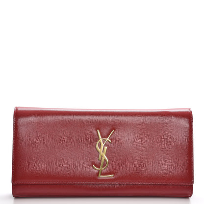 Saint Laurent Patent Grain de Poudre Classic Monogram Clutch Red 1 of 7