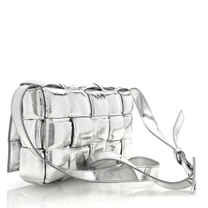 Bottega Veneta Metallic Lambskin Padded Cassette Crossbody Bag Silver 2 of 8