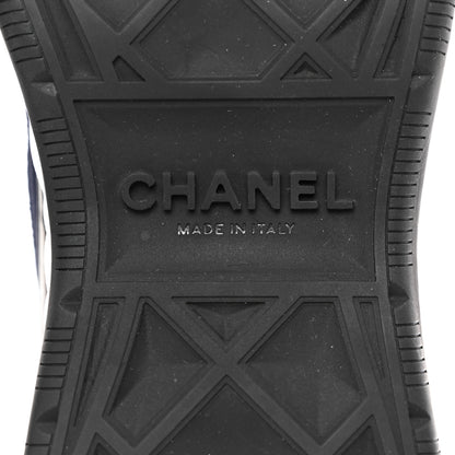 Chanel Suede Calfskin Nylon Grosgrain CC Sneakers 38.5 Navy Blue 8 of 9