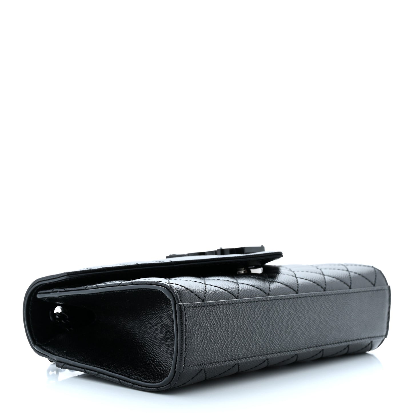 Grain De Poudre Textured Mixed Matelasse Triquilt Small Monogram Monochrome Satchel Black