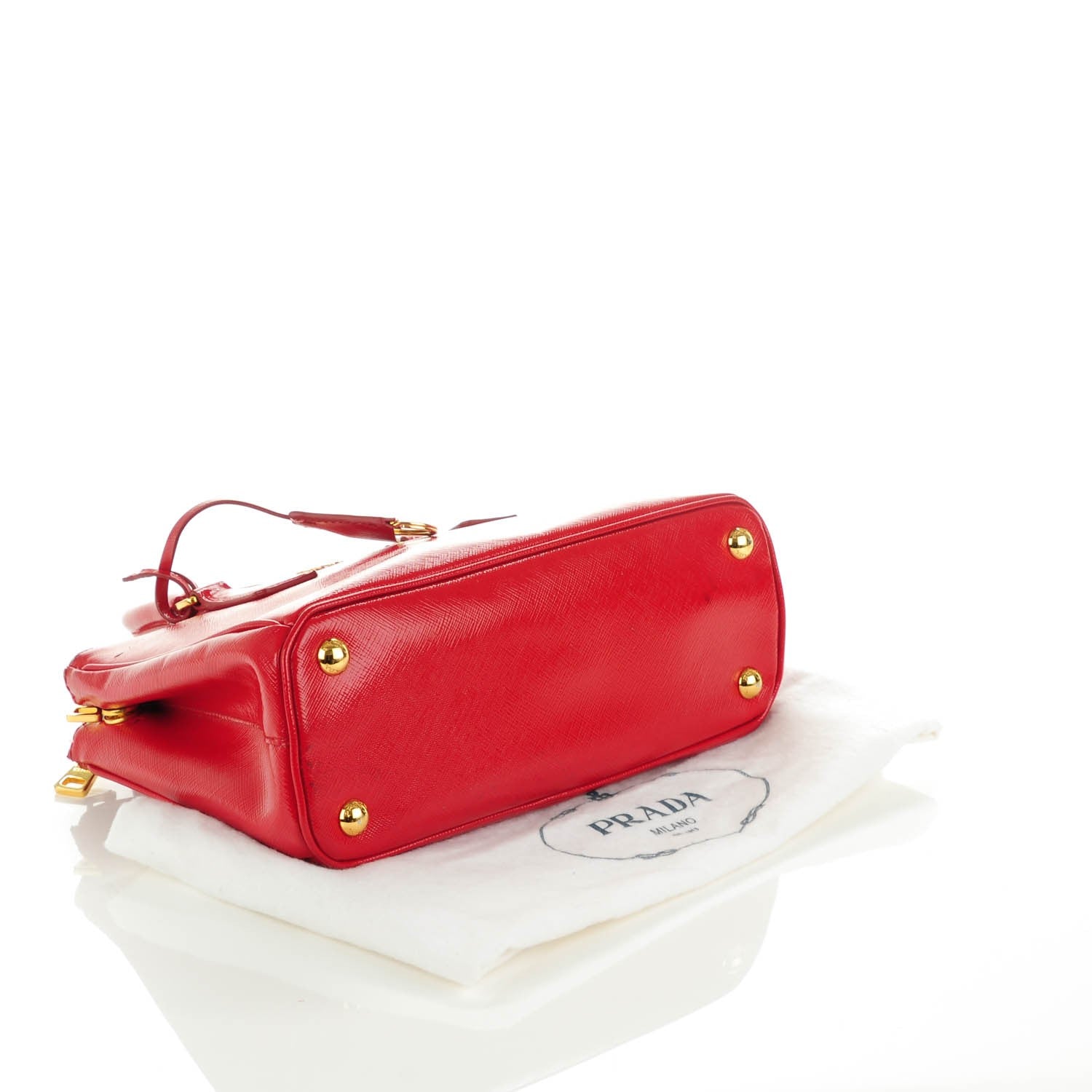 Prada Saffiano Vernice Mini Galleria Double Zip Tote Rosso 4 of 15