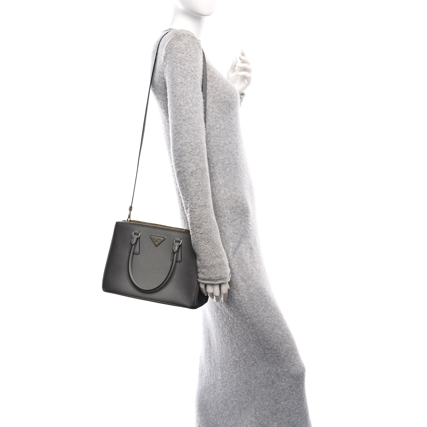 Saffiano Ombre Small Galleria Double Zip Tote Gradient Slate Grey