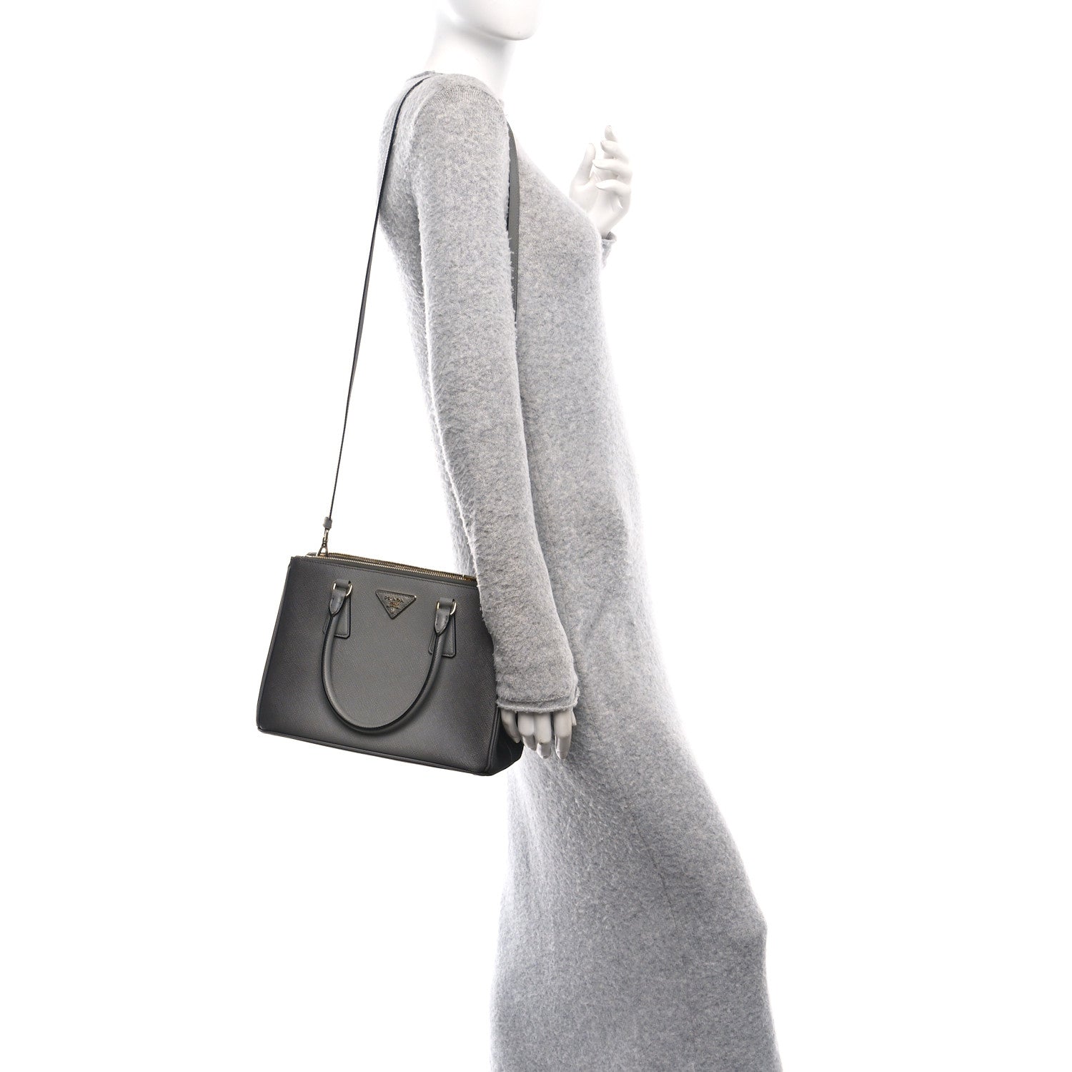 Prada Saffiano Ombre Small Galleria Double Zip Tote Gradient Slate Grey 2 of 9