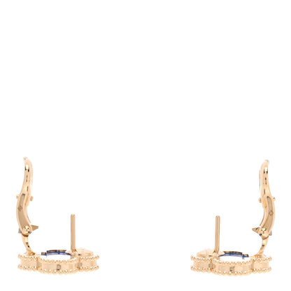 Van Cleef & Arpels 18K Yellow Gold Blue Agate Vintage Alhambra Earrings 3 of 5