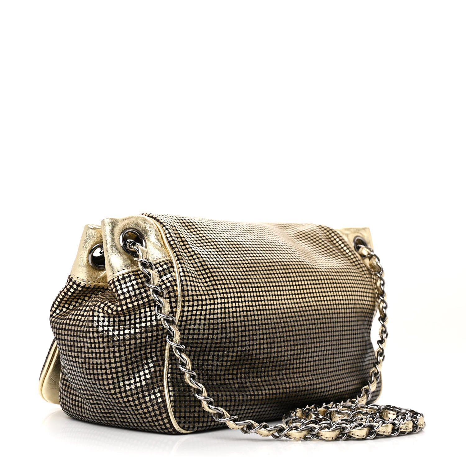 Chanel Metallic Lambskin Perforated Hollywood Accordion Flap Bag Gold 3 of 12