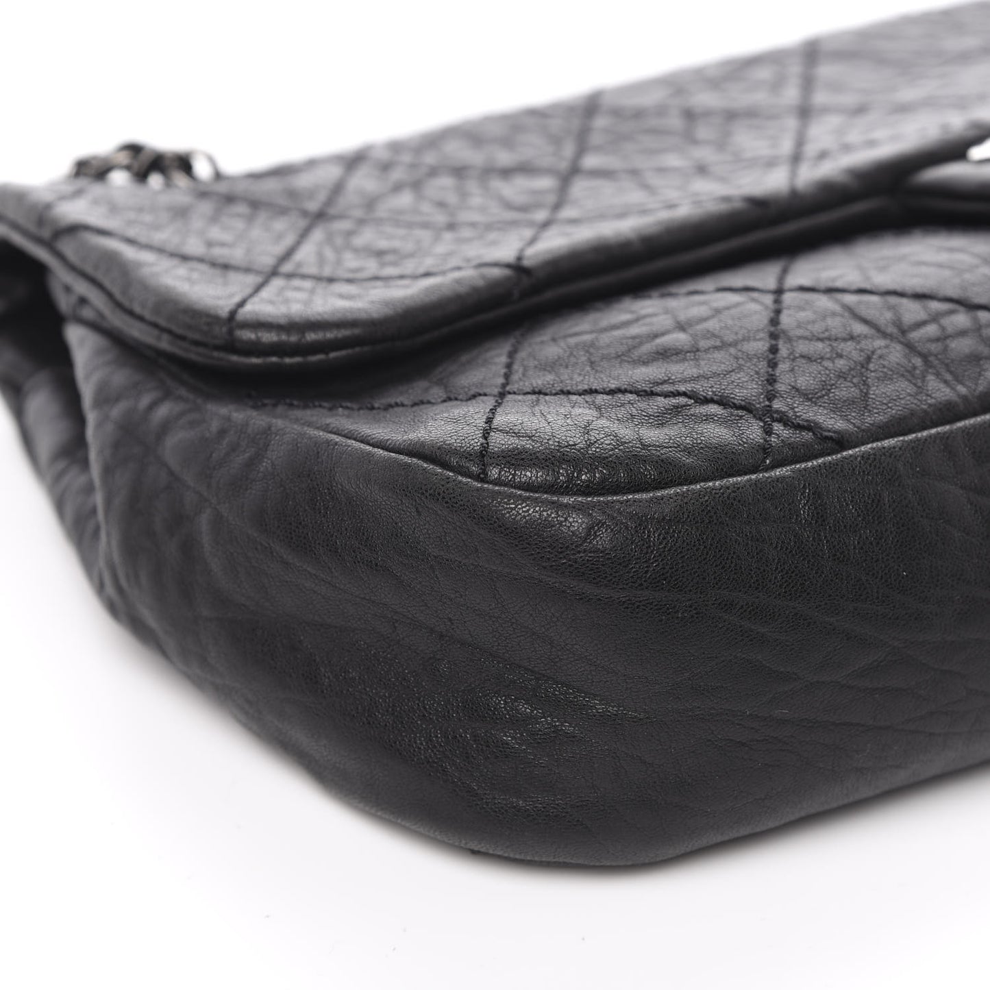Distressed Lambskin Le Marais Ligne Flap Black