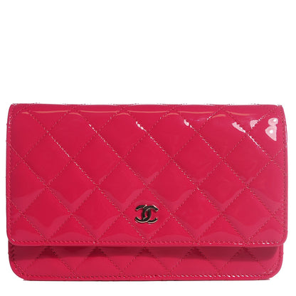 Chanel Patent Quilted Wallet On Chain WOC Fuchsia 1 of 9