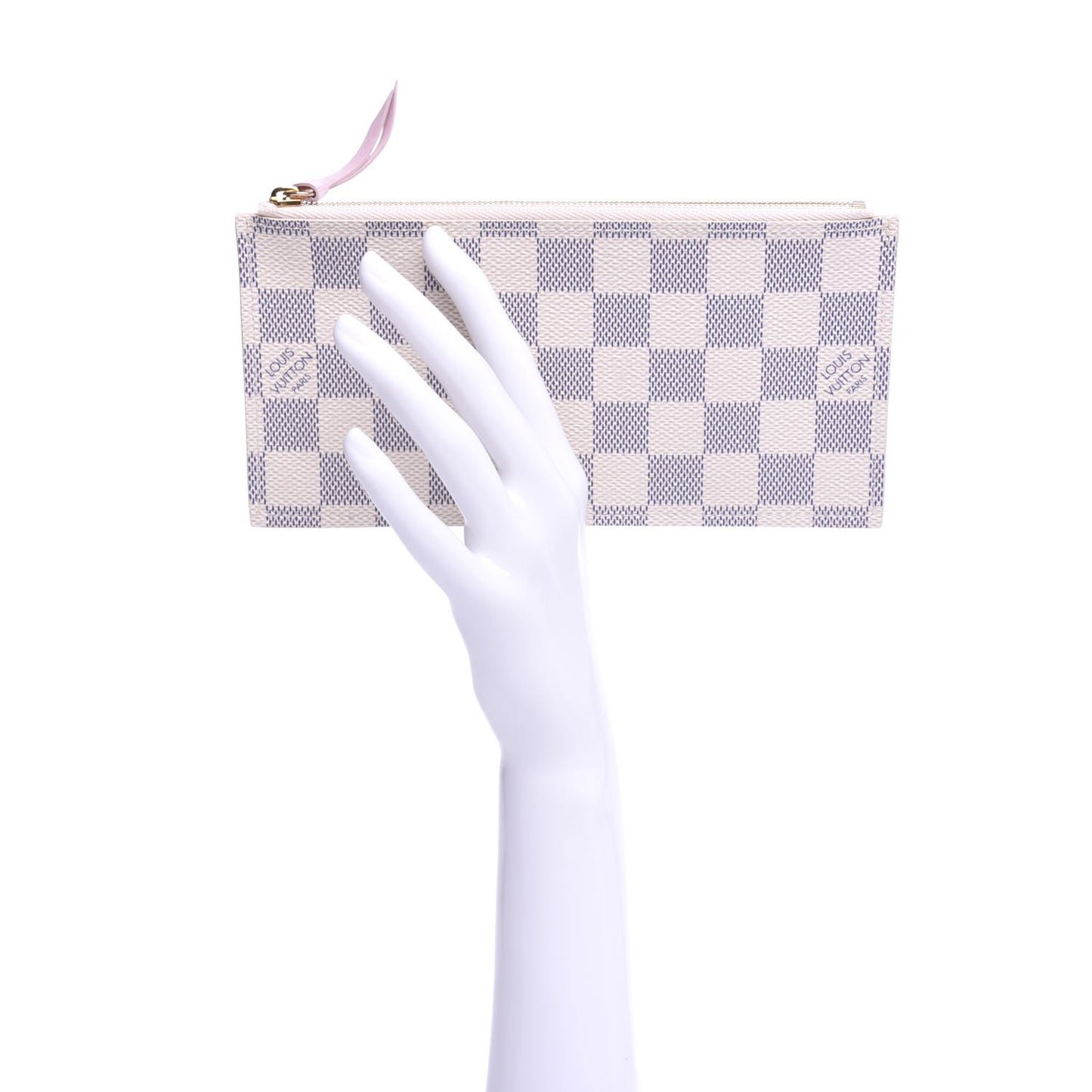 Damier Azur Felicie Chain Wallet Zippered Insert Rose Ballerine