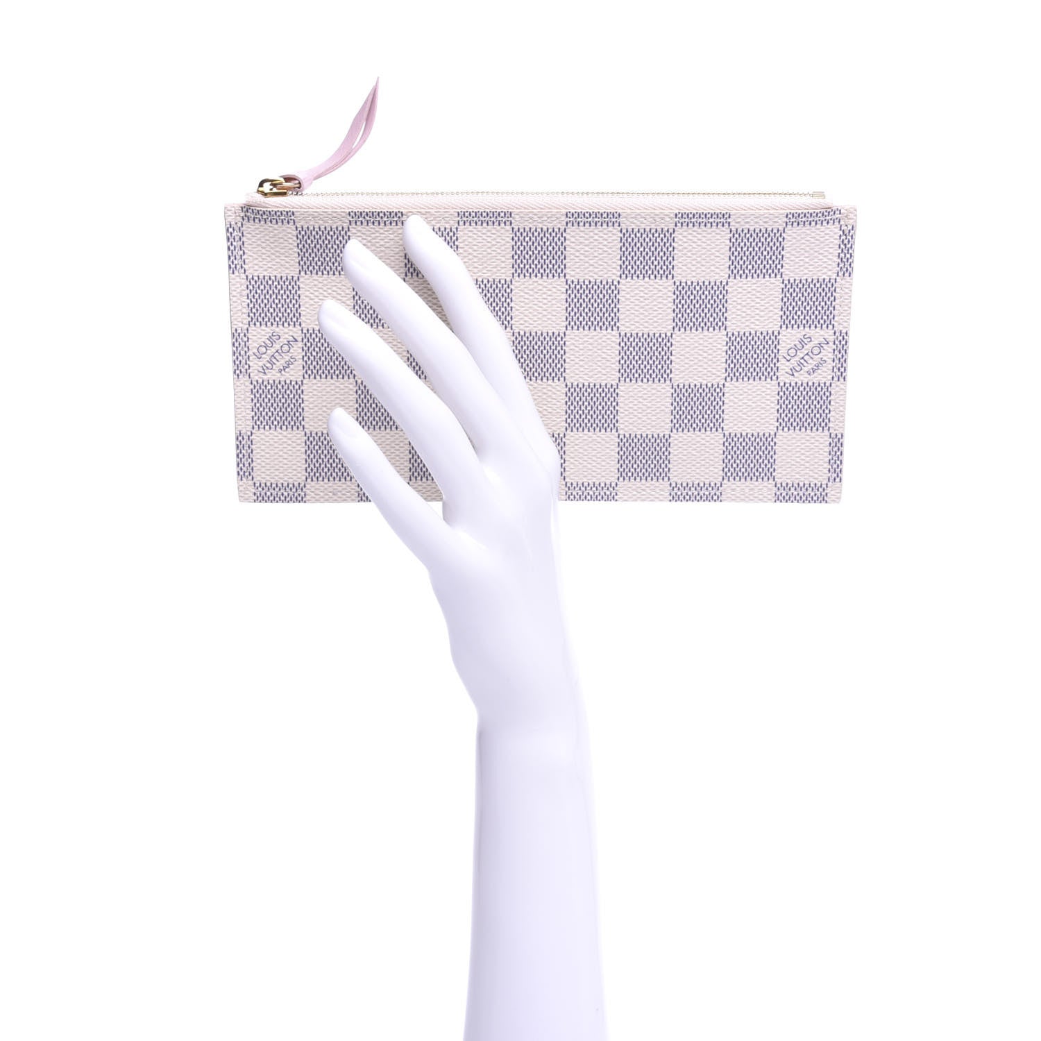 Louis Vuitton Damier Azur Felicie Chain Wallet Zippered Insert Rose Ballerine 2 of 6