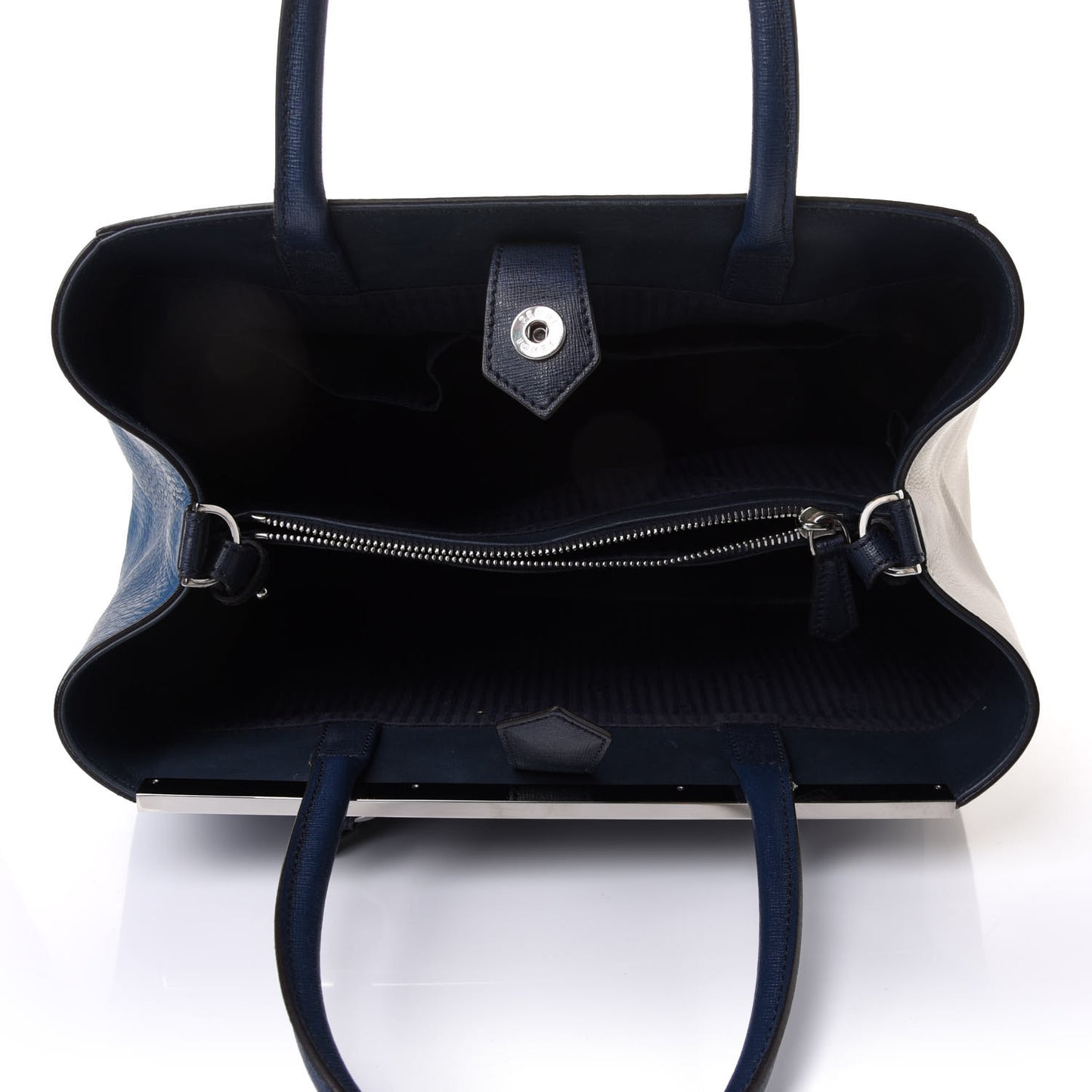 Vitello Elite Colorblock Regular 2Jours Tote Blackboard Cobalto White