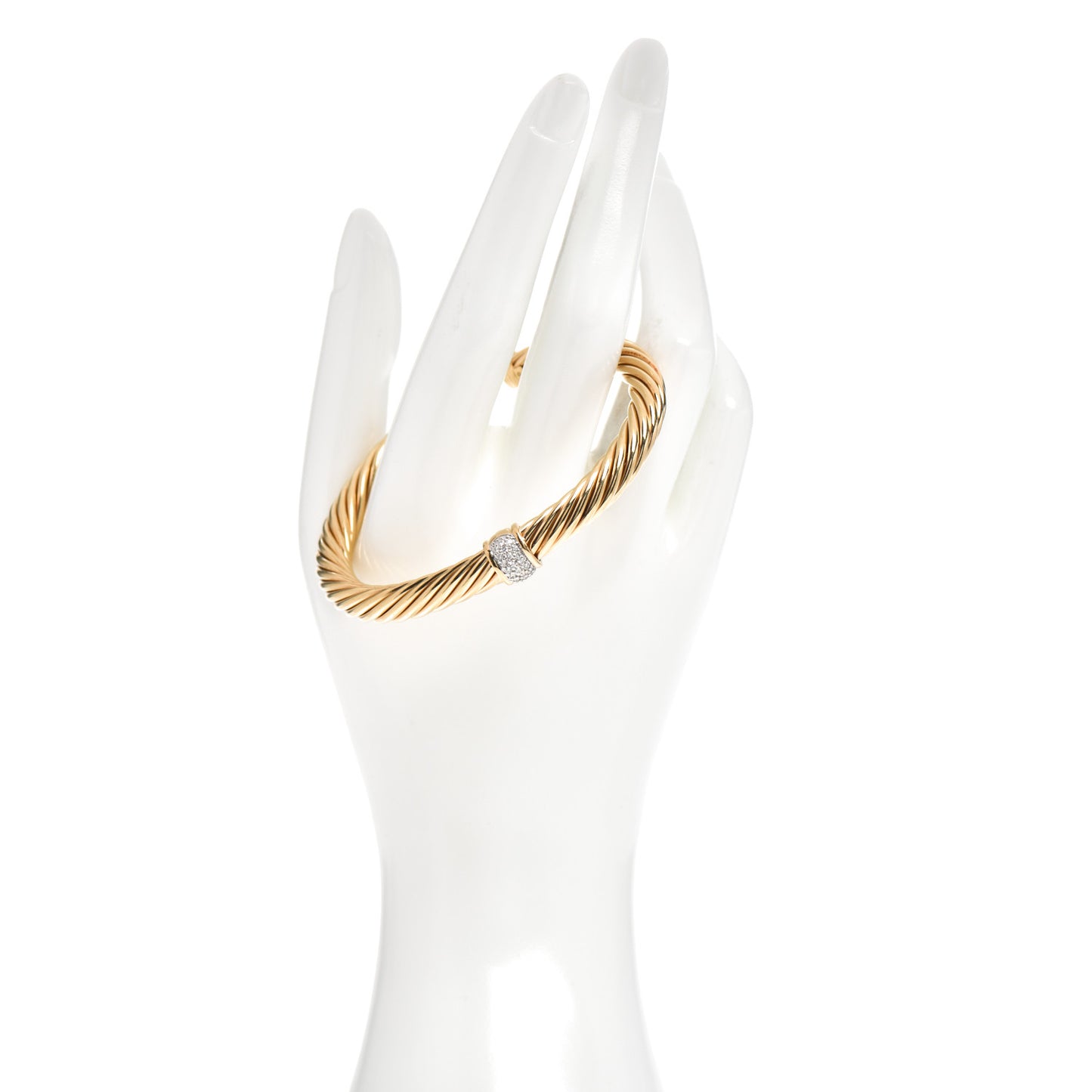 18K Yellow Gold Diamond 7mm Cable Classics Single Station Bracelet
