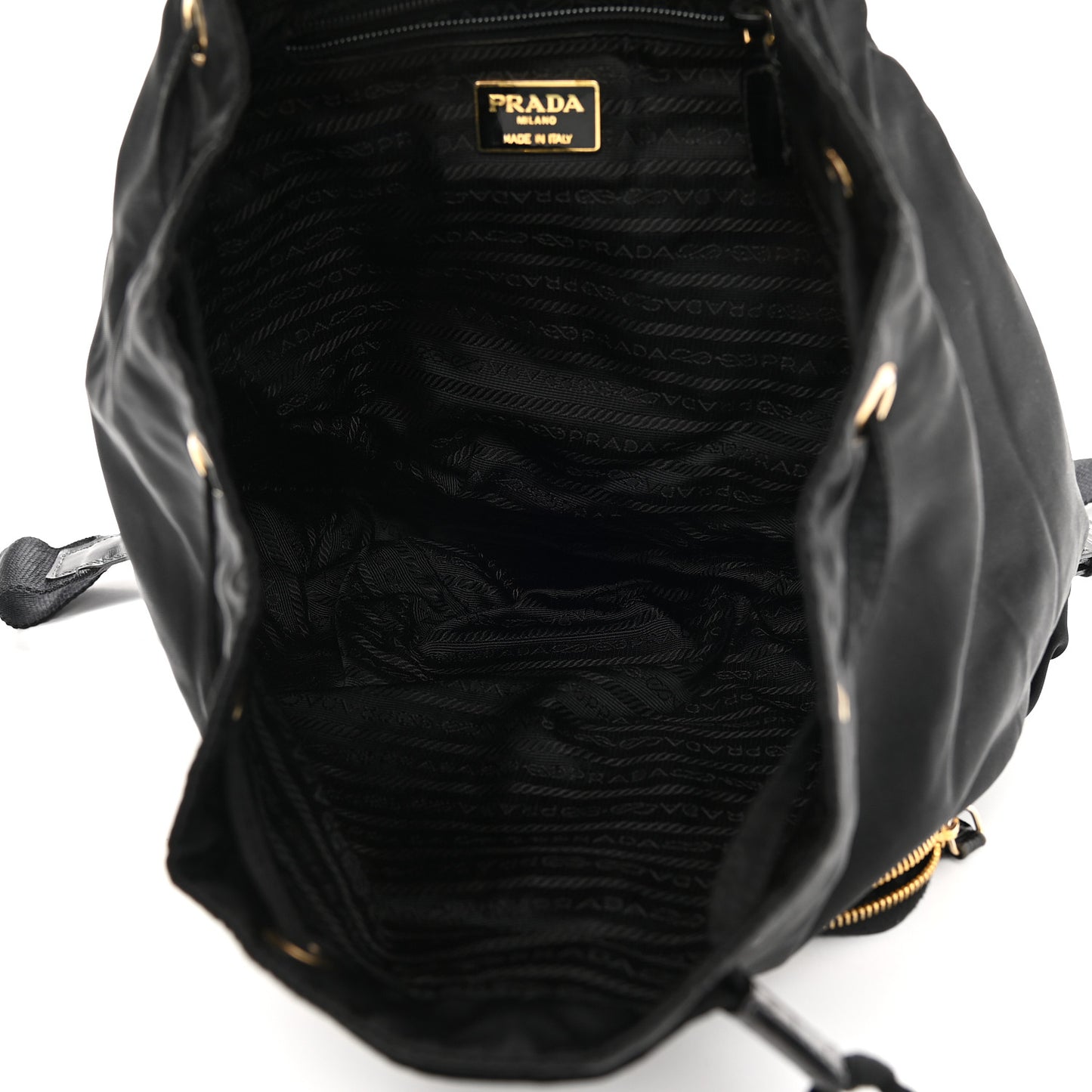 Tessuto Nylon Crocodile Embossed Calfskin Cinch Backpack Black