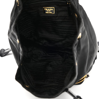 Prada Tessuto Nylon Crocodile Embossed Calfskin Cinch Backpack Black 5 of 12