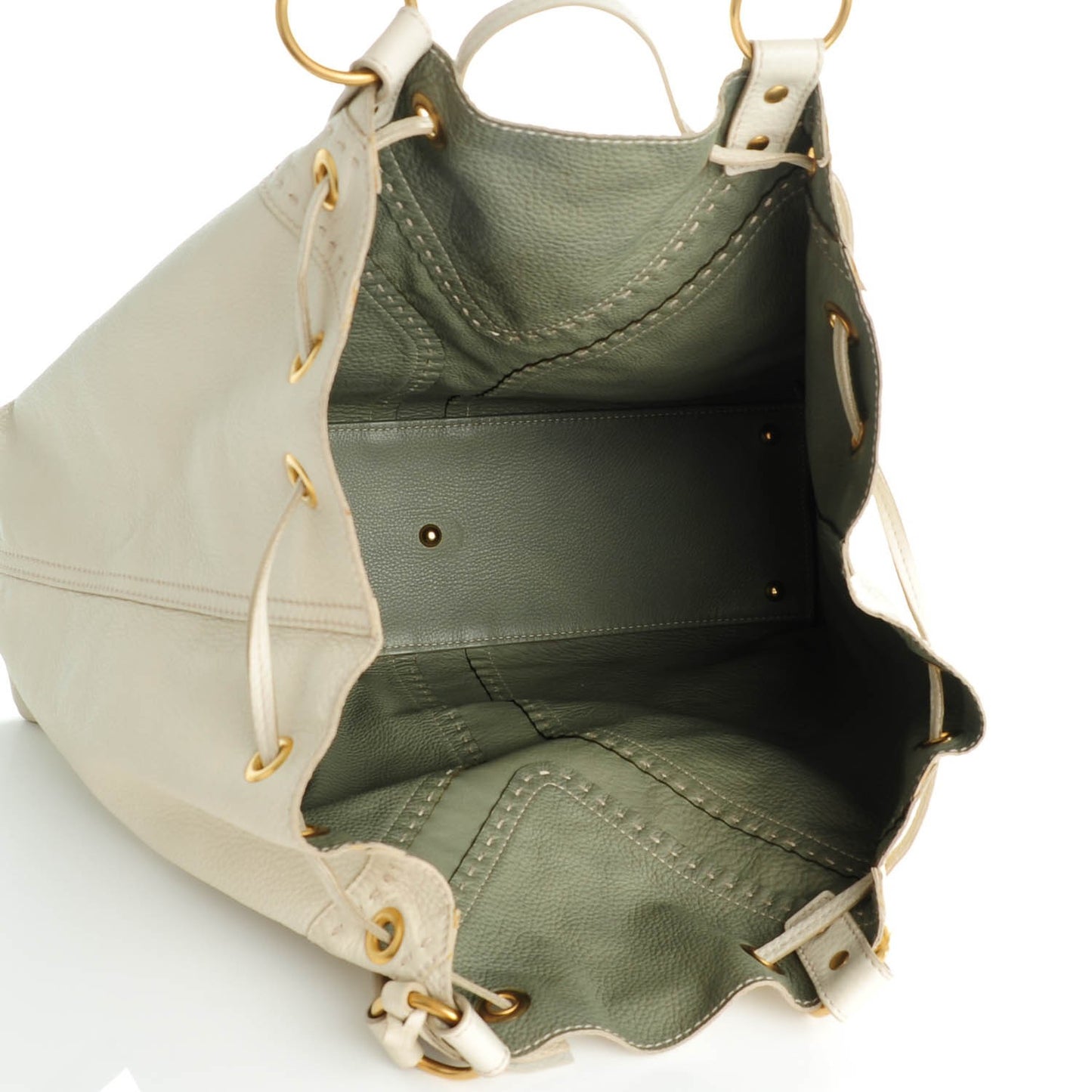 Calfskin Reversible Double Sac Y Tote Ivory