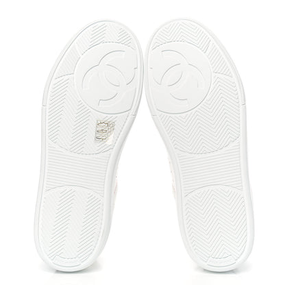 Chanel Calfskin Womens Logo Sneakers 38 White Pink 6 of 10