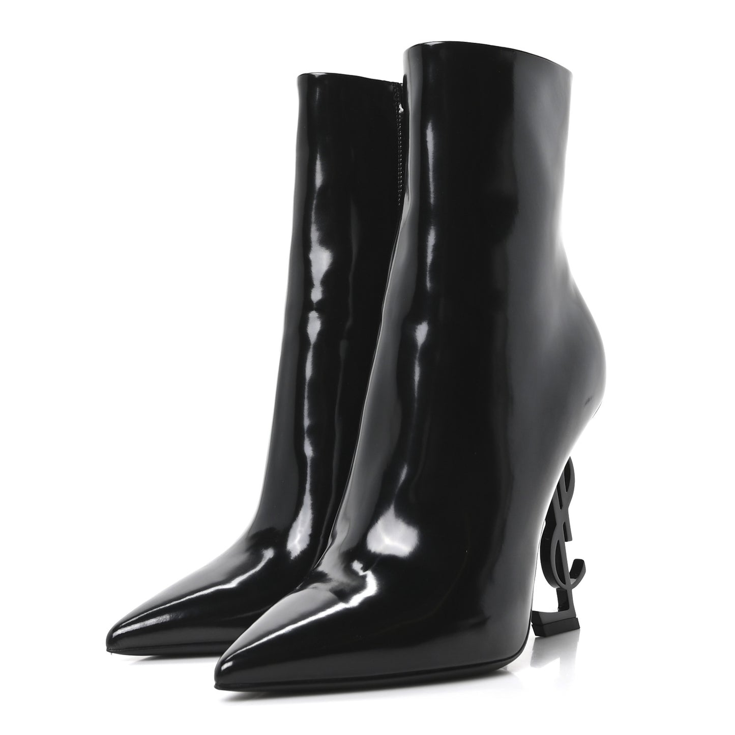Glazed Calfskin Opyum Ankle Boots 37.5 Black