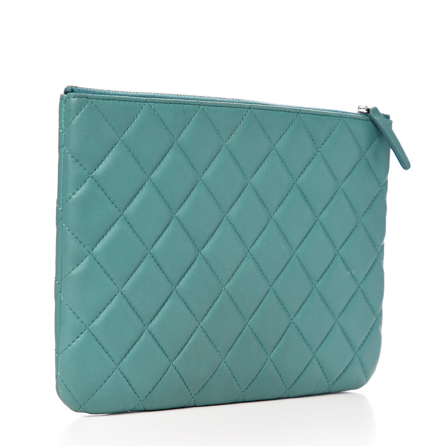 Chanel Lambskin Quilted Medium Cosmetic Case Turquoise 2 of 7