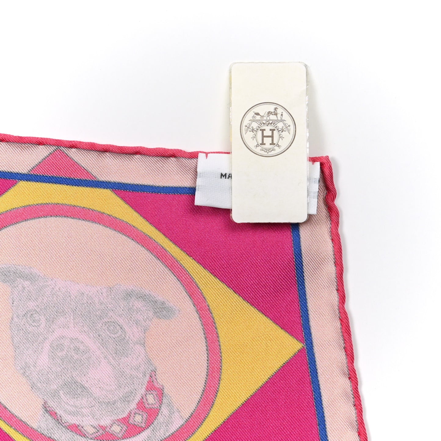 Silk Carre Wash Colliers de Chiens Scarf 90 Rose Bleu Jaune