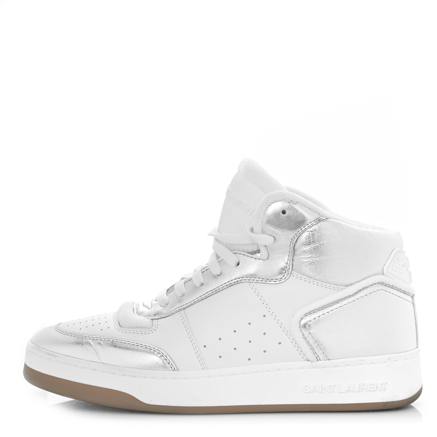 Saint Laurent Calfskin Womens SL/80 Mid Top Sneakers 39 Argento Optic White 1 of 13