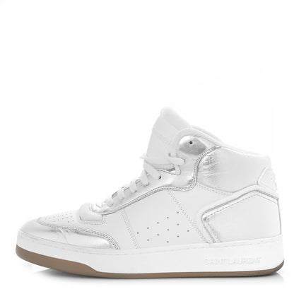 Saint Laurent Calfskin Womens SL/80 Mid Top Sneakers 39 Argento Optic White 1 of 13