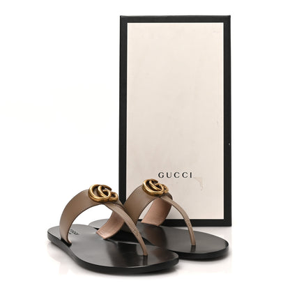 Gucci Calfskin GG Marmont Thong Sandals 35 Mud 35.5 Mud 9 of 9