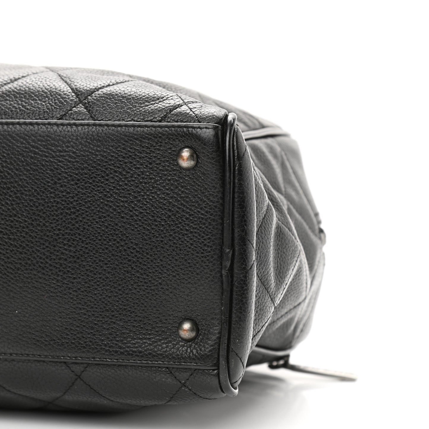 Caviar Patent Quilted Large Bowler Black