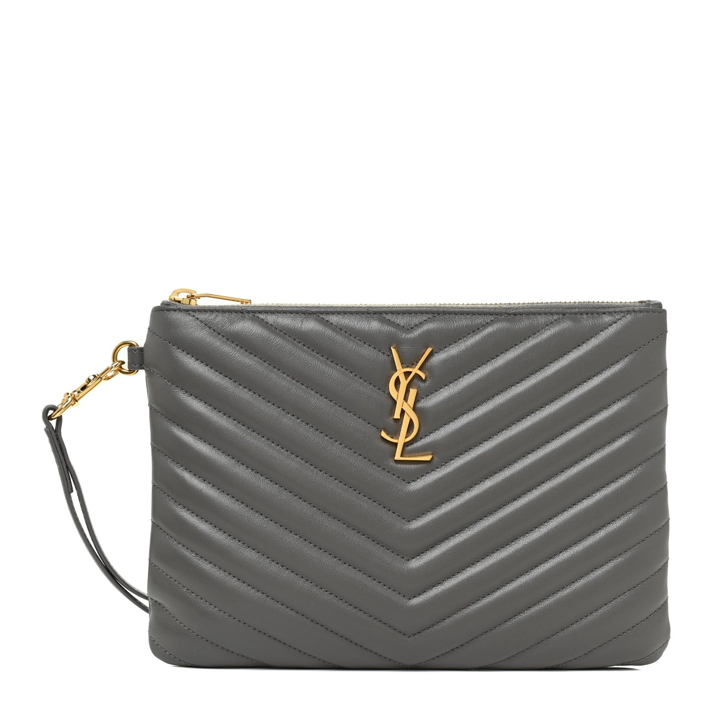 Calfskin Matelasse Chevron Monogram A5 Wristlet Earth