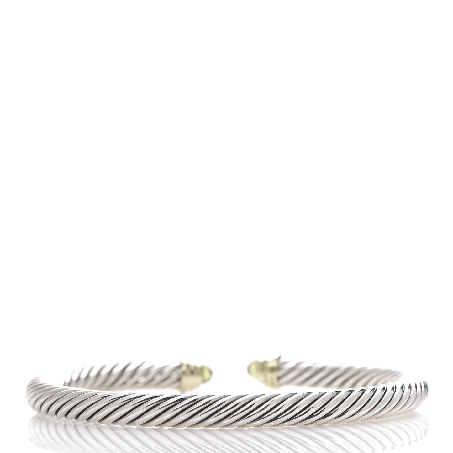 Sterling Silver 14K Yellow Gold Peridot 5mm Cable Classics Petite Color Bracelet
