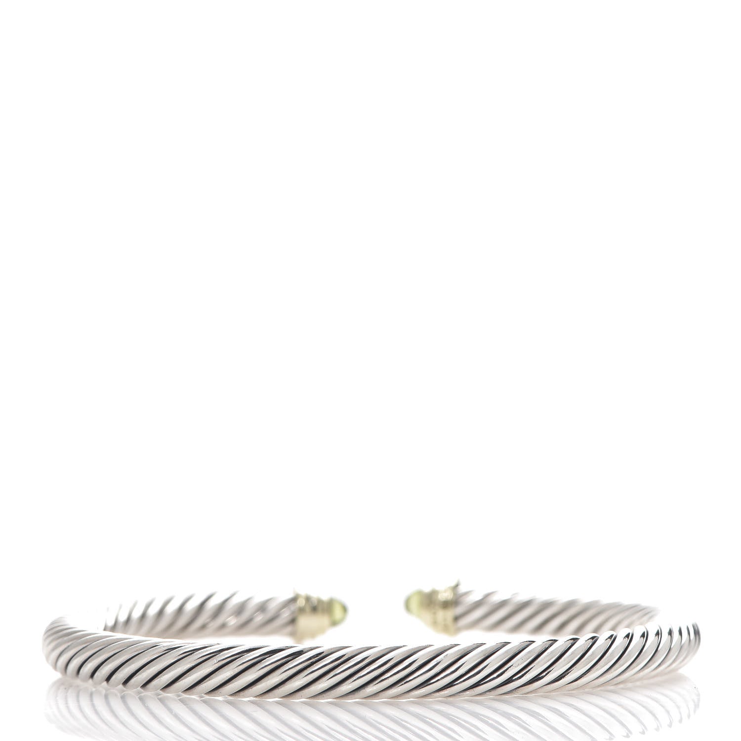 David Yurman Sterling Silver 14K Yellow Gold Peridot 5mm Cable Classics Petite Color Bracelet 2 of 3