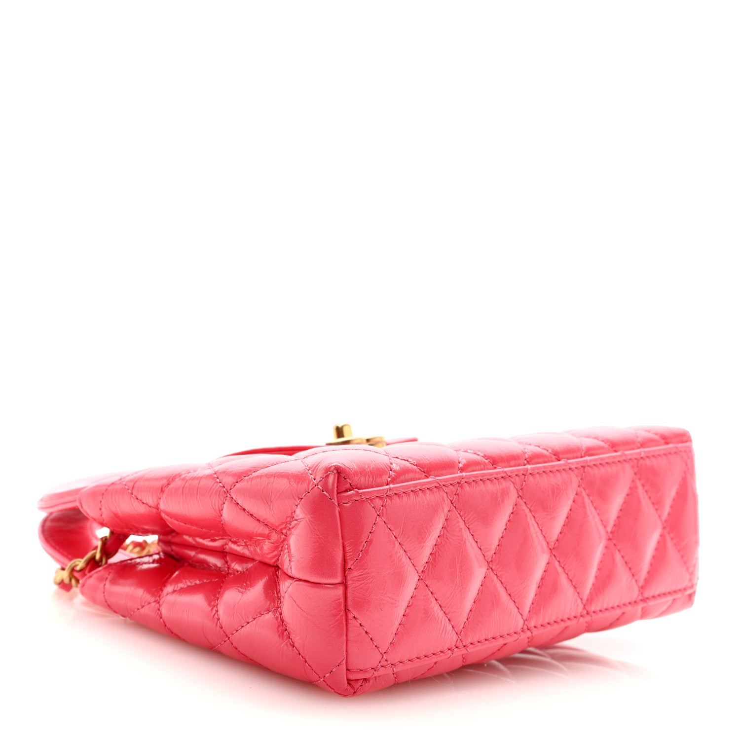Chanel Shiny Aged Calfskin Quilted Nano Kelly Shopper Dark Pink 5 of 10