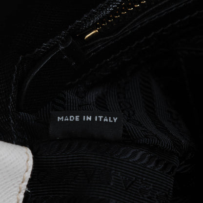 Prada Saffiano Lux Medium Bi-Color Tote Black Talco 7 of 8
