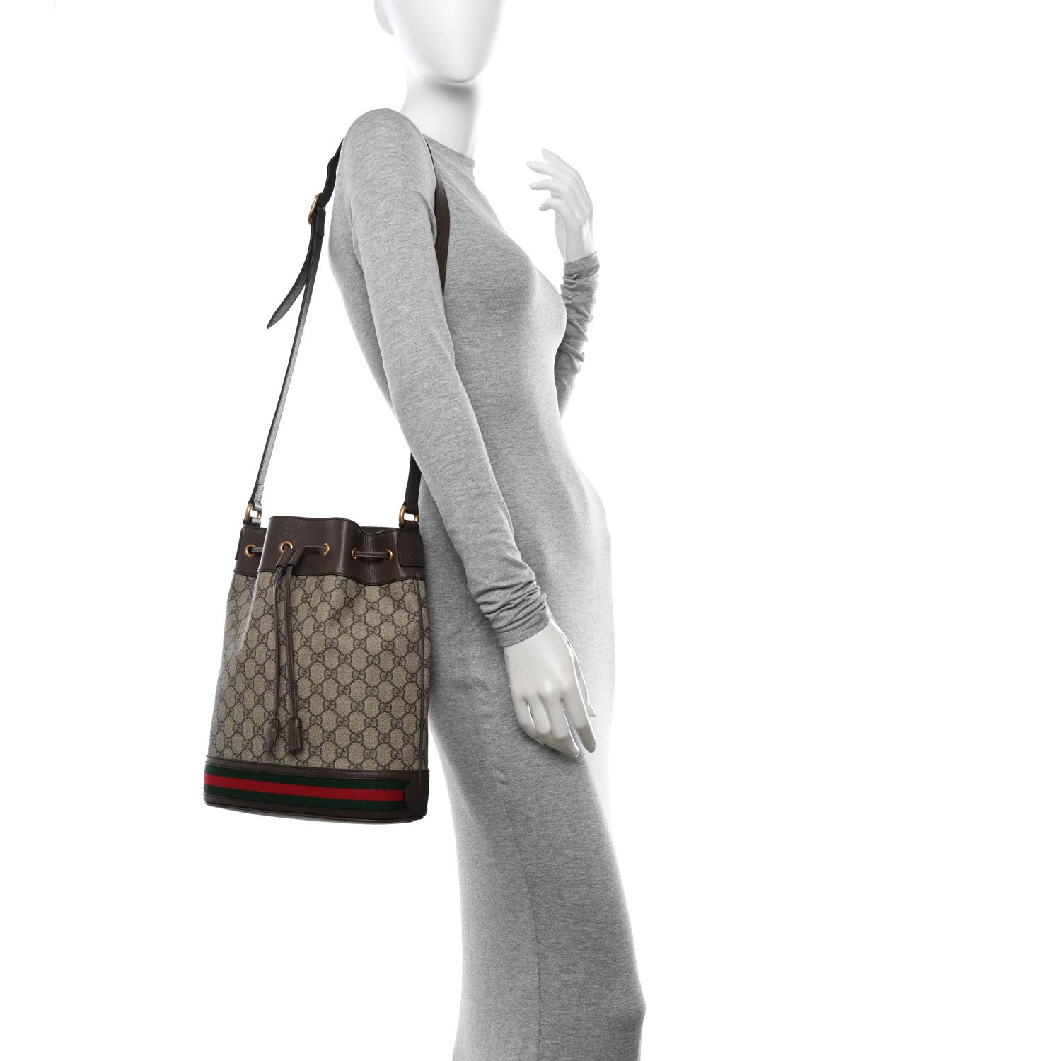 Gucci GG Supreme Monogram Web Ophidia Bucket Bag Brown 2 of 10
