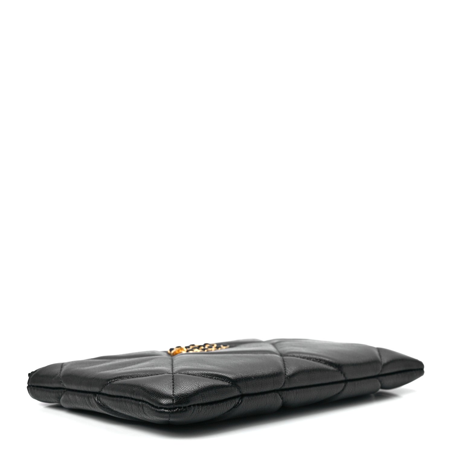 Chanel Shiny Goatskin Quilted Small Chanel 19 Pouch Black 4 of 12