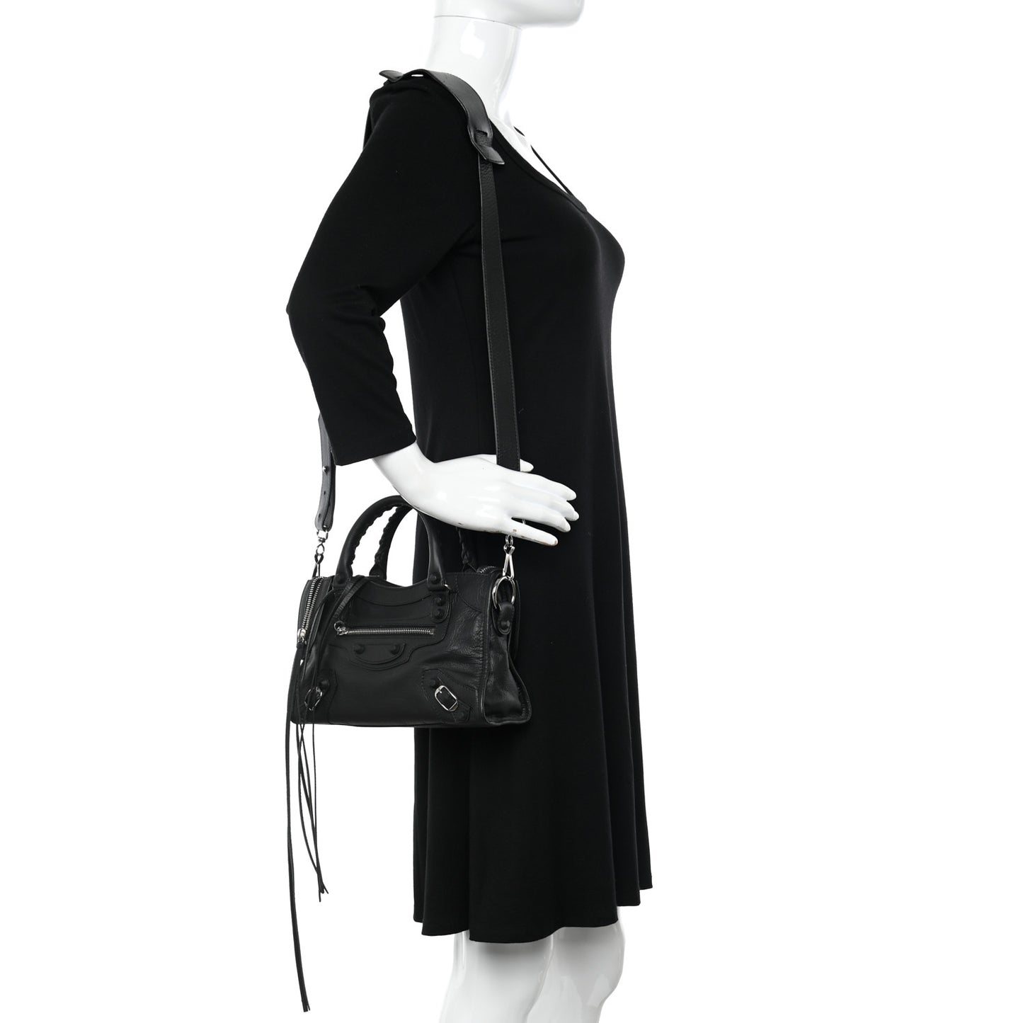 Matte Goatskin Rubber Covered Classic Hardware Mini City Black