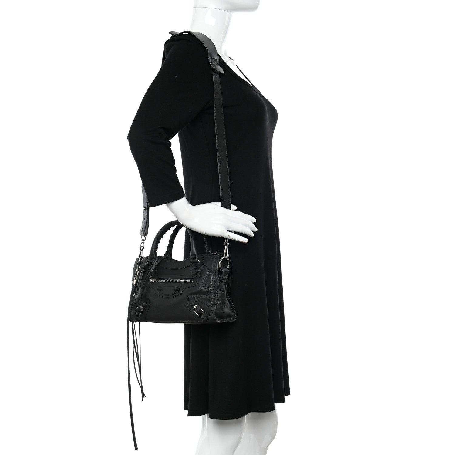 Balenciaga Matte Goatskin Rubber Covered Classic Hardware Mini City Black 2 of 11