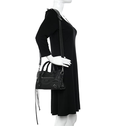 Balenciaga Matte Goatskin Rubber Covered Classic Hardware Mini City Black 2 of 11