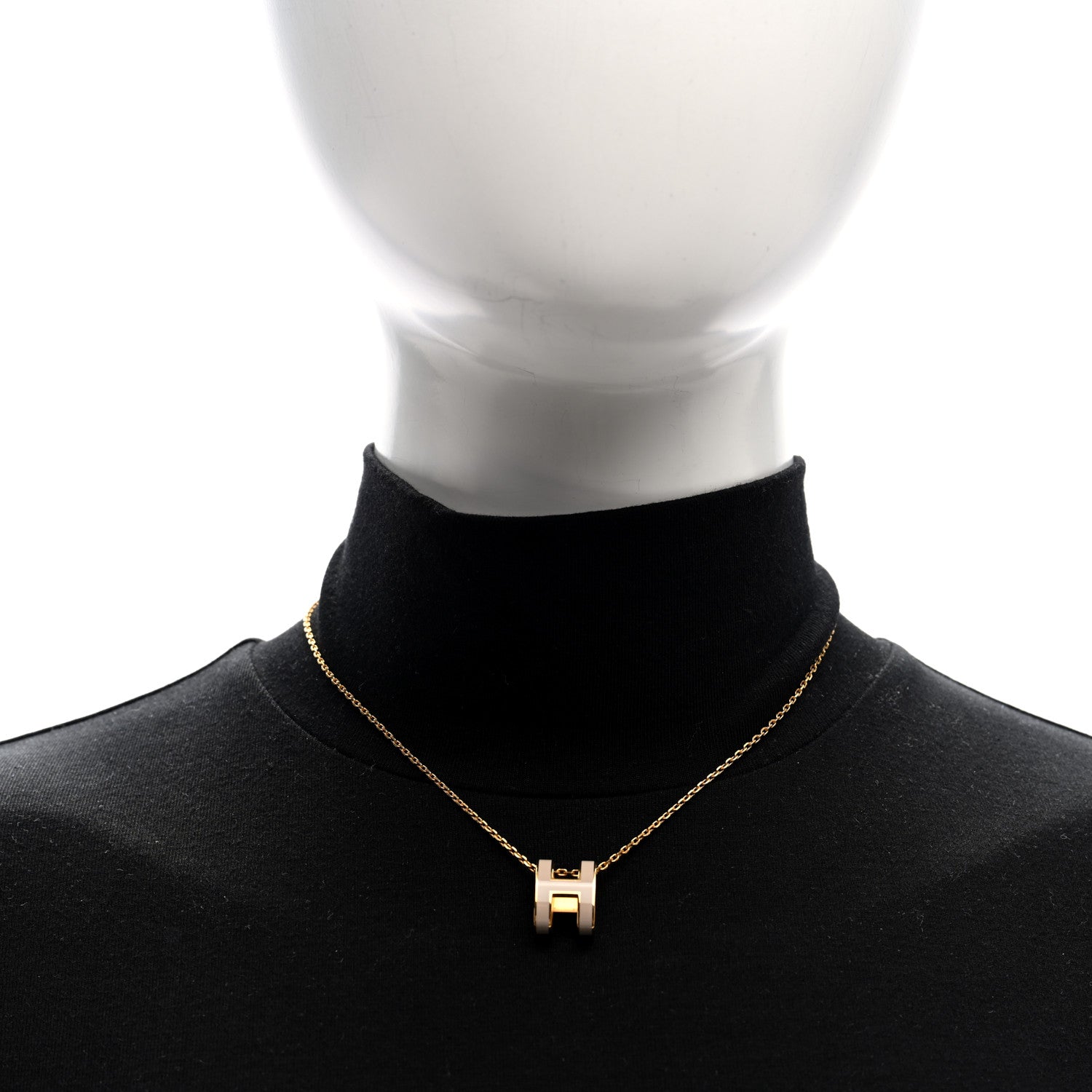 Hermes Lacquered Gold Pop H Pendant Necklace Marron Glace 2 of 6