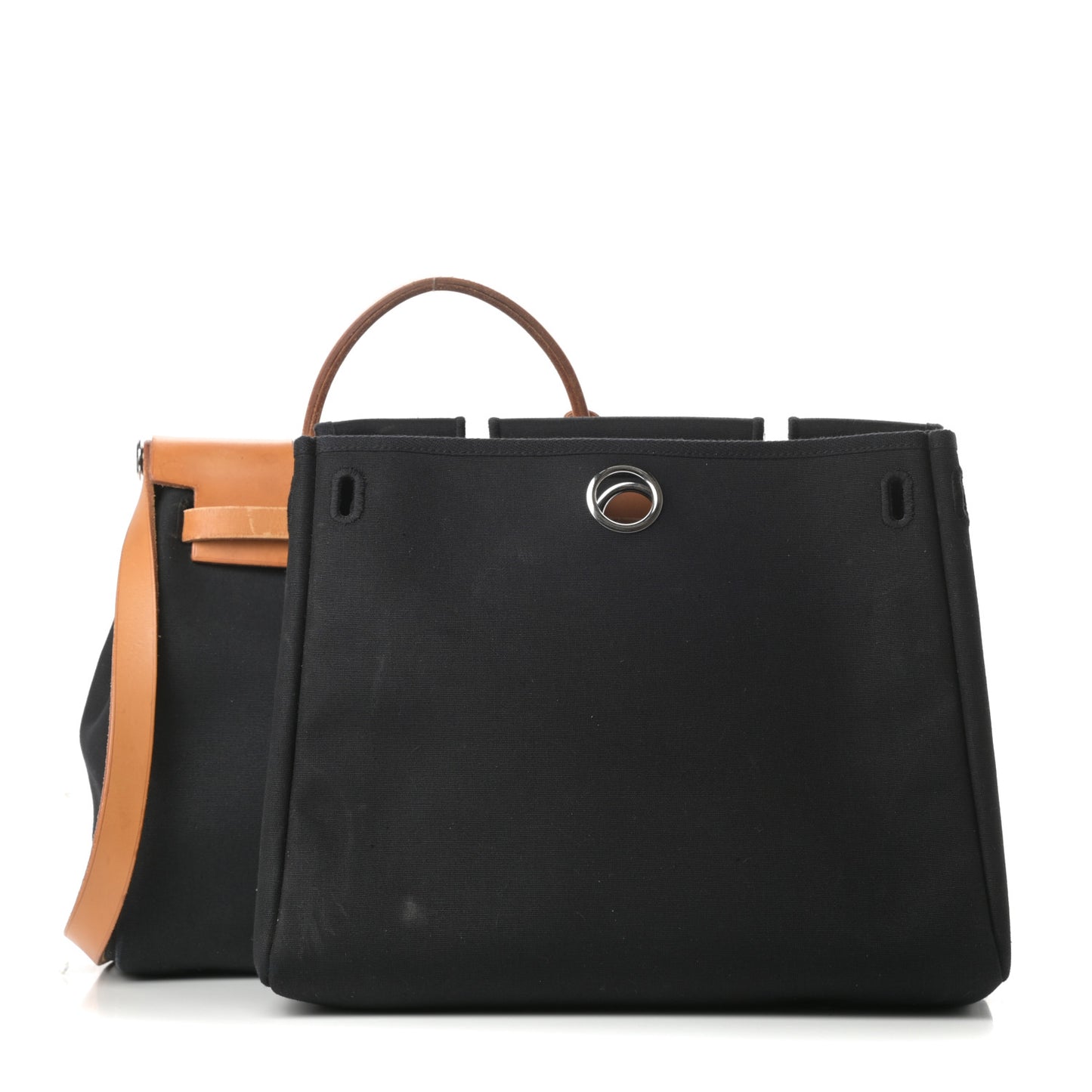 Toile Vache Calfskin Herbag PM 30 Black Natural