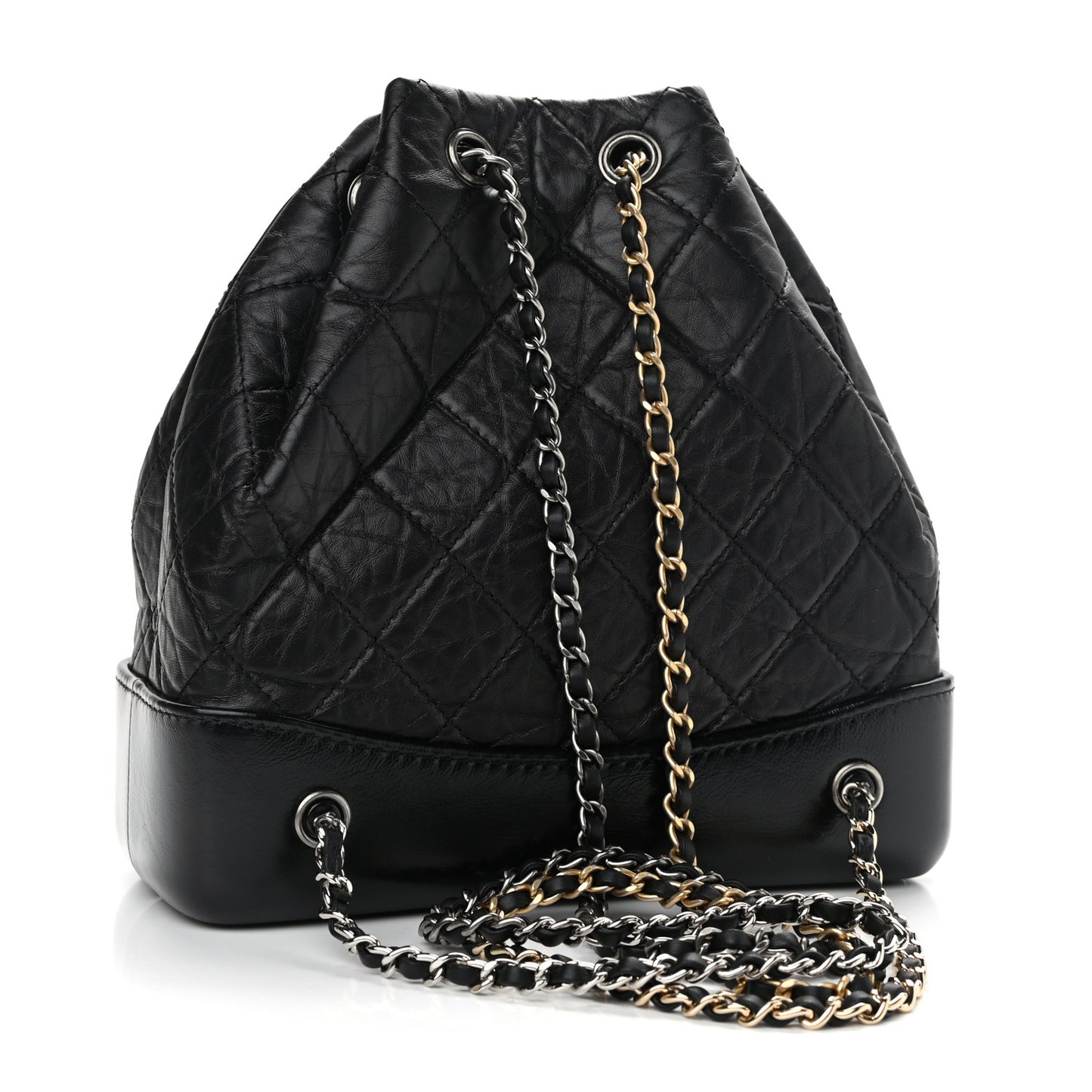 Aged Calfskin Quilted Small Gabrielle Backpack Black