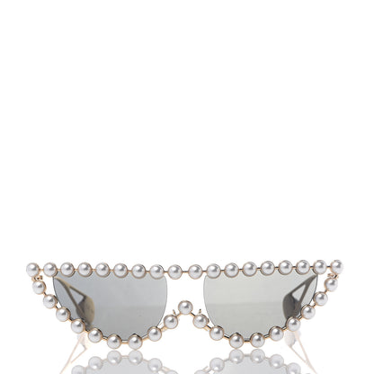 Gucci Metal Pearl Cat Eye Sunglasses GG0364S Gold 2 of 6