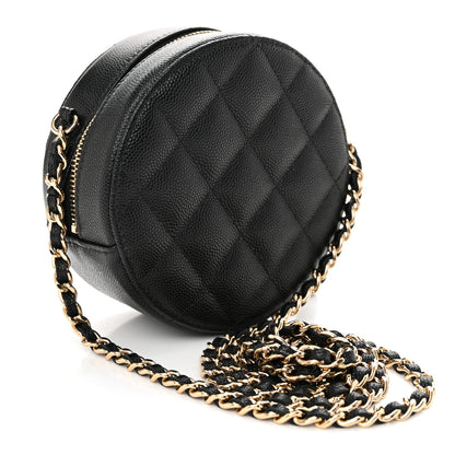 Chanel Caviar Quilted Round Clutch With Chain  Black 3 of 11