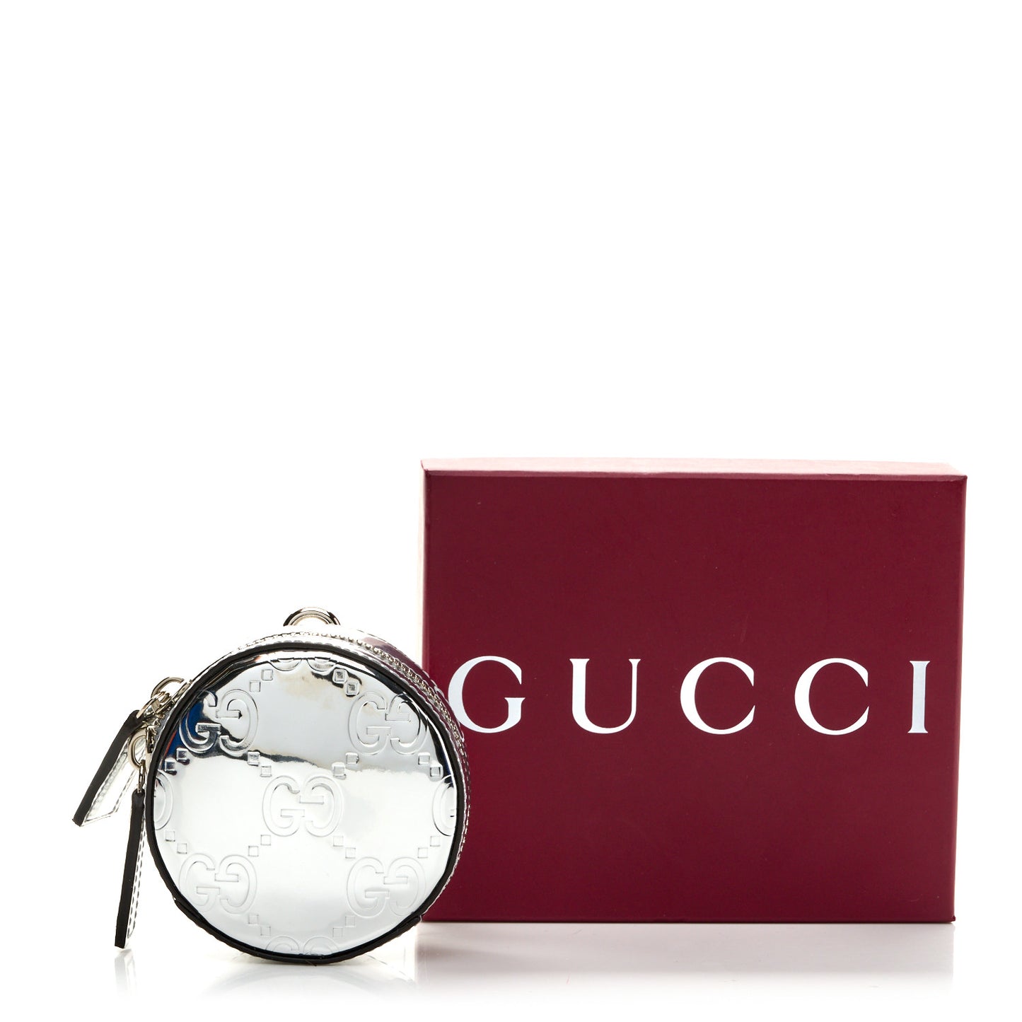 Guccissima Mirror Effect GG Round Coin Purse Silver