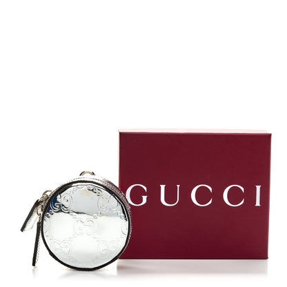 Gucci Guccissima Mirror Effect GG Round Coin Purse Silver 8 of 8
