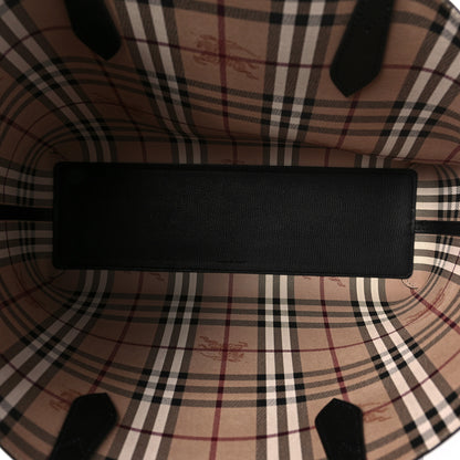 Burberry Grainy Calfskin Haymarket Check Medium Reversible Tote Black 5 of 7