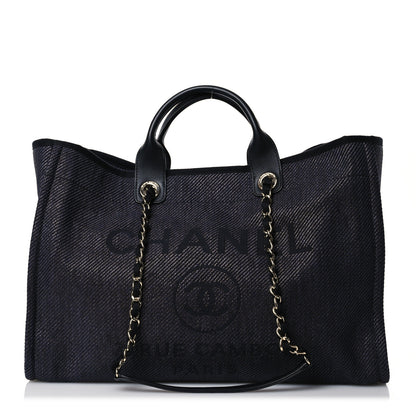 Chanel Woven Straw Raffia Large Deauville Tote  Black 1 of 18