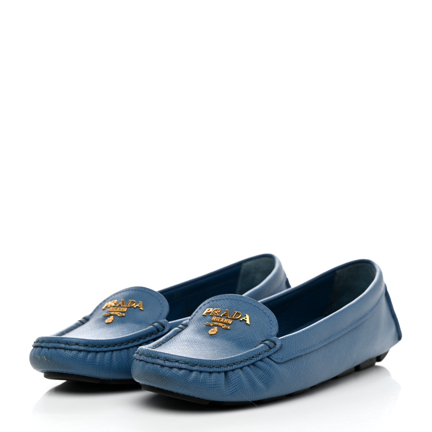 Prada Saffiano Logo Loafers 38 Cobalto 3 of 8