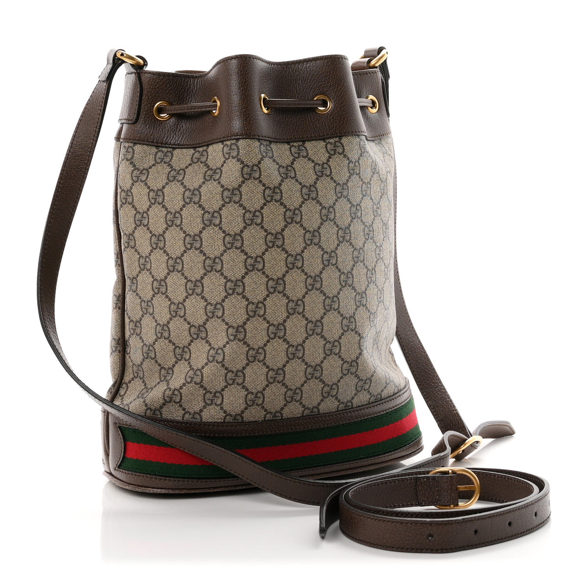 Gucci GG Supreme Monogram Web Ophidia Bucket Bag Brown 3 of 10