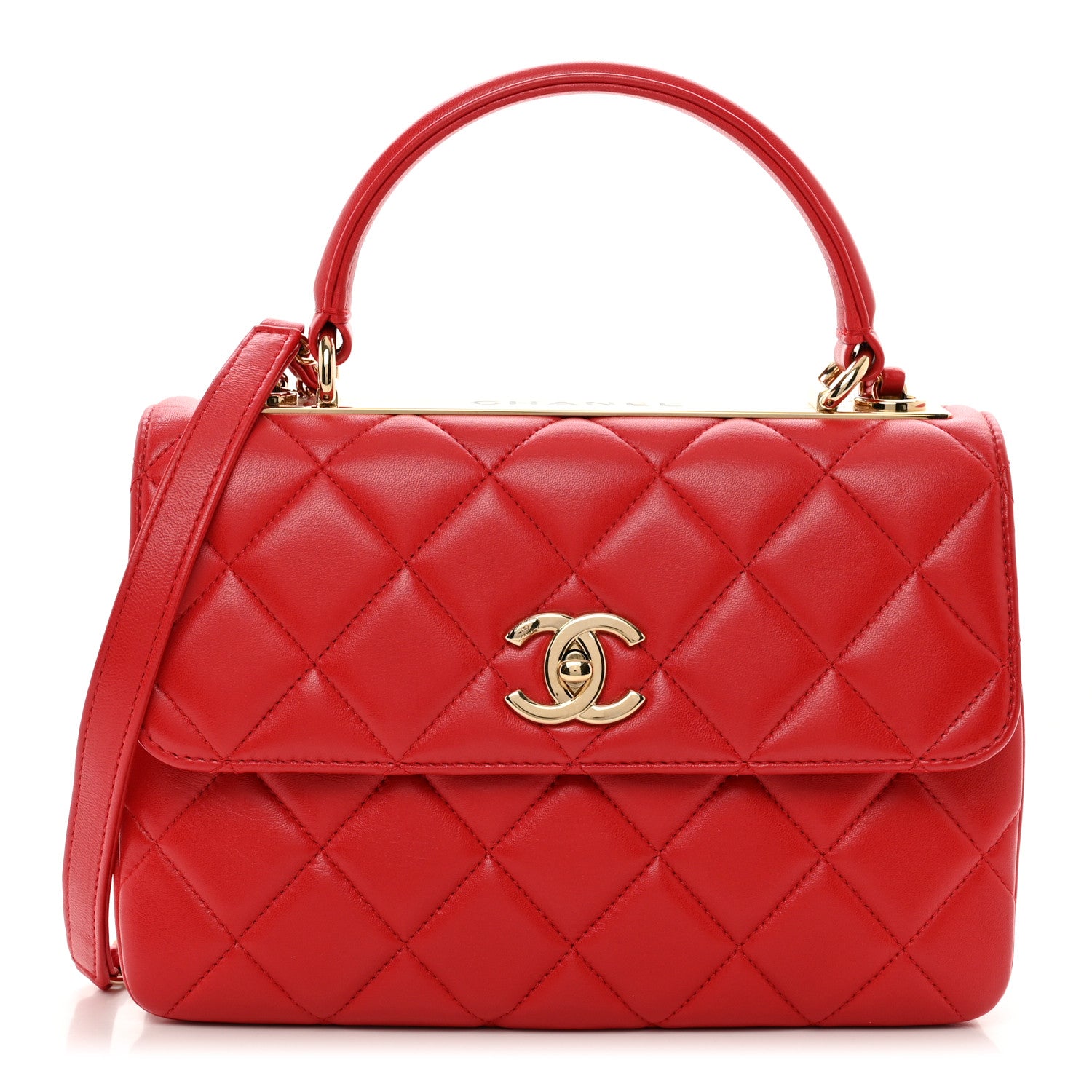 Chanel Lambskin Quilted Small Trendy CC Flap Dual Handle Bag Red 1 of 10